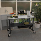 COSCO SmartFold Portable Workbench/Folding Utility Table with Locking Casters, 600 lb. Capacity, Stainless Steel Top Cosco