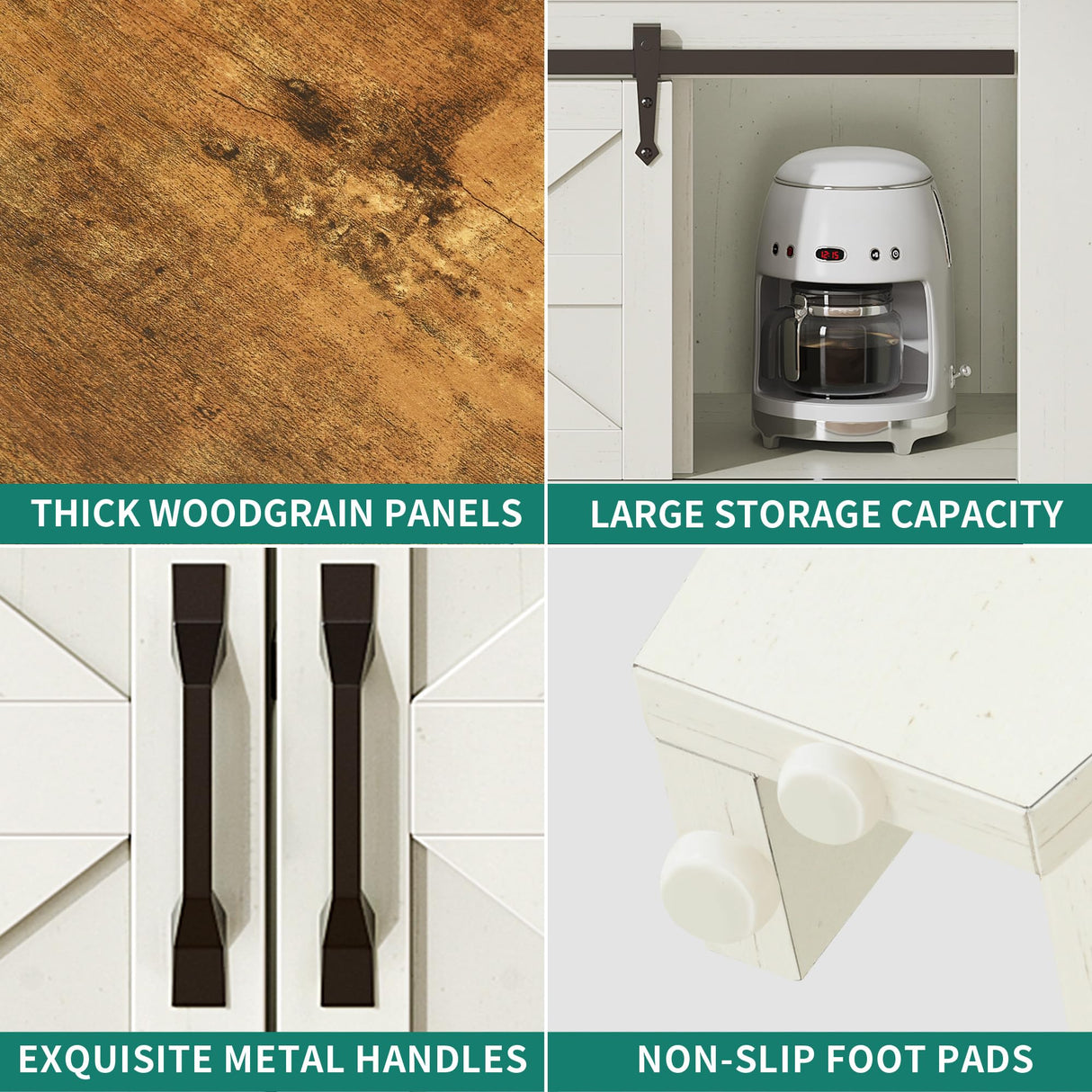 DWVO 70 Inches Rectangle Dining Table for 6-8 People Farmhouse Kitchen Table Large Dinner Table with Storage Cabinet Rustic Wooden Table for Dining Room Kitchen Apartment Resturant, White DWVO