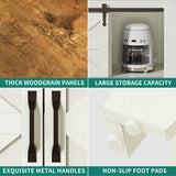 DWVO 70 Inches Rectangle Dining Table for 6-8 People Farmhouse Kitchen Table Large Dinner Table with Storage Cabinet Rustic Wooden Table for Dining Room Kitchen Apartment Resturant, White DWVO