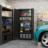 Aobabo 73" H Metal Storage Cabinet with Wheels, Locking Garage Tool Cabinet with 4 Shelves, Black, Assembly Required Aobabo