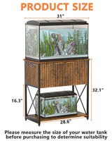 Piskyet 20-29 Gallon Fish Tank Stand,Metal Frame Aquarium Stand,Cabinet for Fish Tank Accessories,350Lbs,Rustic Brown Piskyet