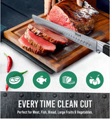 SliceX Brisket Slicing Knife – 12" BBQ Knife, Brisket Knife, Grilling Gifts For Men – Razor Sharp German Steel, Full Tang, Ergonomic Handle Bright Hobby