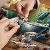 Puppy Puzzles for Adults 1000 Piece, Funny Dog Jigsaw Puzzle, Bath Party Dog Puzzle 23.9 * 23.9 inches IdeaBazar