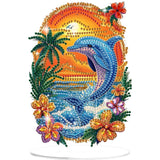 Dolphin Diamond Painting Desktop Ornament, Diamond Art Painting Kit for Adults, Crystal Diamond Gem Art Tabletop Ornaments Double Sided, Stand Up Diamonds Art Crafts Kit for Home Decor, Box Package Genius maker