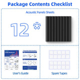 12 Pack Sound Proof Foam Panels for Wall with Self Adhesive, 2" X 12" X 12" High Density Acoustic Panels Sound Absorbing Quick-Recovery, Wedges Soundproof Wall Panels for Gaming & Studio Decor - Black NEPIS