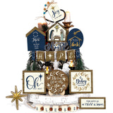 Bucherry 1 Sets Christmas Christian Tiered Tray Decor Christmas Jesus Theme Tray Decor Angel Jesus Star Wooden Decor Wood Angels Mangers Jesus' Birth Decor(Novel) Bucherry