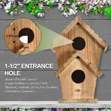 NATUREYLWL Bird Houses for Outside-2 Hole Wooden Outdoor Bird House,Wild Bird Box House,Nesting Box Birdhouse,Garden Bird Roosting NATUREYLWL