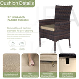 Kurapika 10-Piece Patio Furniture Outdoor Dining Set, Wicker Rattan Patio Dining Table and Chairs Set, Square Tempered Glass Tabletop with Umbrella Hole and 8 Chair Set, Sand Kurapika