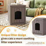 KFY Cat Litter Box Enclosure Multi-Functional Hidden Litter Box Furniture with Raised Floor Easy to Clean Easy Assembly for Living Room Bedroom, Gray KFY
