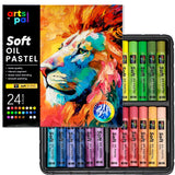 Artspal Soft Oil Pastels Set, 24 Vibrant Colors, Oil Pastel Crayons for Artists, Beginners, Teachers, Students, Great Blending and Layering for Art Supplies, Art Painting, Drawing (10 x 70 mm) Arts Pal