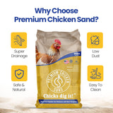 Premium Chicken Sand, 50 lb Bag Odor Eliminating Bedding for Chicken Coops, Nesting Boxes & Runs Premium Chicken Sand