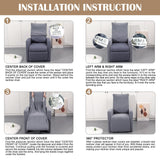 SearchI Recliner Chair Cover Jacquard Chair Covers 4 Piece, Small Recliner Sofa Slipcover for Home Theater Seating with Elastic Bottom, Recliner Protector with Pocket for Recliners, Black SearchI