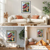 GHHKUD Flowers Diamond Painting Kits for Adults, DIY 5D Red Truck Diamond Painting, Full Drill Flowers Diamond Art Kits Art Pictures Perfect for Relaxation and Home Wall Decor 30x40cm GHHKUD