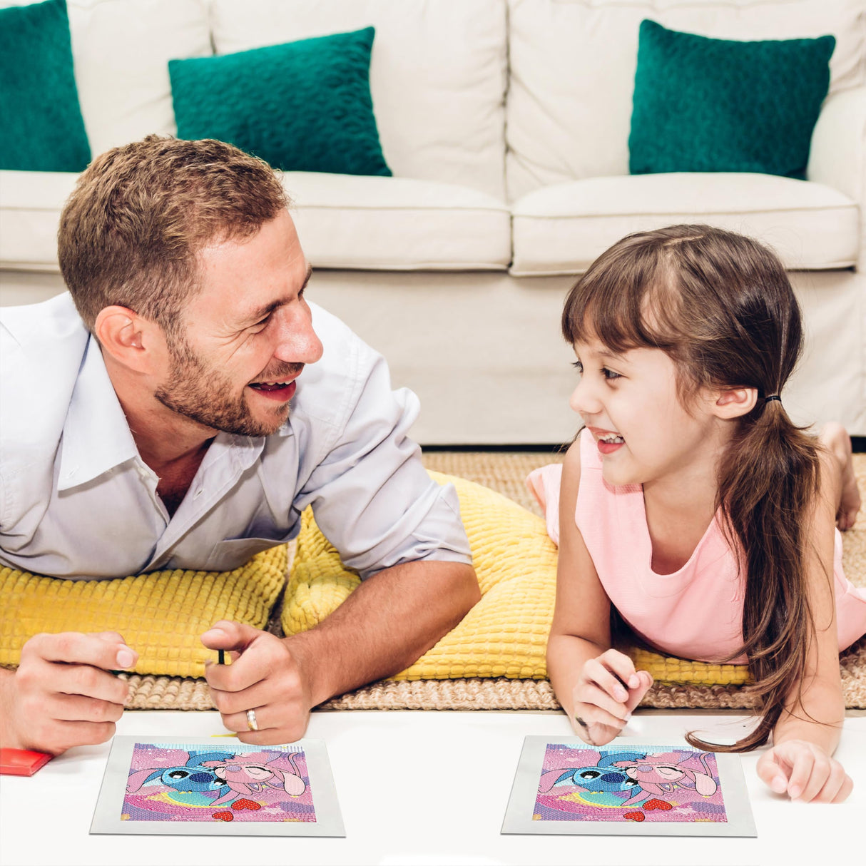 USACRAFT Cute Diamond Painting Kits Large 7x7 Natural Wooden Frame, Pre-Mounted Canvas, Sparkling Crystal Gems, Pen, Arts & Crafts Tray, Gum. Famous Characters, Adorable Animals (ST.Love) USACRAFT