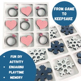 Nature Themed Tic Tac Toe Board Game, 5x5 inches Unfinished Wood DIY Painting Craft Kit for Kids with Wooden AVTRBoutique (Flowers) AVTRBoutique