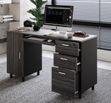 Modern Design Venice Office Computer Desk with 3 Locking Drawers and Storage Cabinet, 53 Inch Home and Office Executive Grey and Black Desk with Keyboard Tray by Crafts and Comfort Modern Design By Crafts & comfort