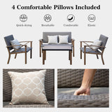 Domi Aluminum Patio Furniture Set, 4-Piece Modern Conversation Set with Cotton Padding Backrests and Seats, Outdoor Sectional Metal Sofa Set with 5.5 Inch Cushion and Coffee Table for Balcony, Garden domi outdoor living