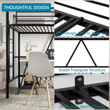 VECELO Twin Size Loft Bed with Full-Length Guardrails and Removable Ladder, Heavy-Duty Metal Frame, Space-Saving Design & Noise-Free, Black VECELO