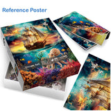 Ocean Sailboat Octopus Puzzles for Adults 1000 Pieces, Colorful Beach Dolphin Sea Jigsaw Puzzles, Beautiful Art Bird Scenic Puzzle IdeaBazar