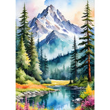 GDYEEH DIY 5D Snowy Mountain Diamond Art Kits, Round Full Drill Sparkling Forest Diamond Painting Picture, River Painting Art Kits Craft for Adults Beginners, Home Wall Decor 12x16 inch GDYEEH