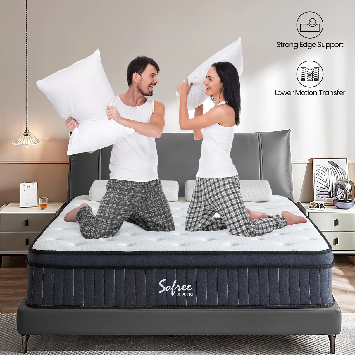 sofree bedding Queen Size 10 Inch Memory Foam Hybrid Mattress, Pocket Spring in a Box for Motion Isolation, Strong Edge Support, Pressure Relief, Medium Firm, CertiPUR-US sofree bedding