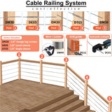Steel DN Mate 70 Pack T316 Stainless Steel Right&Left Handed Thread Swage Lag Screws for Wood Post of 1/8" Steel Cable Railing Kit, Cable Railing Hardware, DIY Wood Baluster, Wrench Included DM35 Steel DN Mate