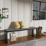 VICLLAX Outdoor Bench for Lawn Garden, Backless Patio Garden Bench, Grey Metal Frame VICLLAX