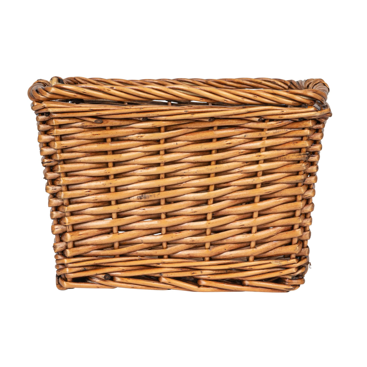 Household Essentials Woven Market Basket, Handwoven Willow Weave, Stylish Handles with Durable Metal Anchors, Classic and Versatile, Attractive, Spacious, Lightweight, Brown Stain Household Essentials