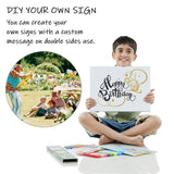 Blank Yard Signs with Stakes, 4 Pack 18 x 12 Inches White Plastic Yard Lawn Sign for Happy Birthday,Garage Sale Signs, Rent, Guidepost Decorations, Blank Lawn Signs with Stakes LARREEDE