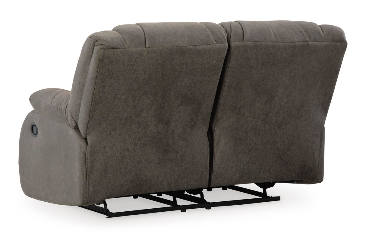 Signature Design by Ashley First Base Contemporary Faux Leather Manual Reclining Loveseat, Gray Signature Design by Ashley