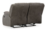 Signature Design by Ashley First Base Contemporary Faux Leather Manual Reclining Loveseat, Gray Signature Design by Ashley