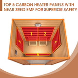 springspa Far Infrared Sauna Room, Near Zero EMF Canadian Hemlock Wood Sauna with 1800W, 9 Chromo Therapy Lights, Oxygen Ionizer, Bluetooth, LCD Control Pannel for Indoor Use, 2 Persons springspa