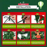 ibidan 8ft Green Artificial Christmas Tree with Led Lights, Premium Foldable Xmas Tree Full with Branch Tips, Faux Christmas Tree with Lights for Bedroom, Corner, Easy Assembly with Metal Stand ibidan