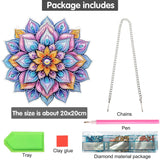 Bimkole Mandala Flower Diamond Art Hanging Kit for Adult, DIY 5D Diamond Art Window Pendant, Acrylic Crystal Art Hanging Ornament Home Wall Garden Front Door Sign Outdoor Decor 7.8x7.8 Inch Bimkole