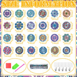 Saillong 24 Pcs Mandala Flower Diamond Painting Kit with Hooks Key Holder Adults Mandala Flower Art for Wall Decor DIY Decorations Diamond Art Painting Sticky Hooks for Towel Kitchen Decoration Saillong