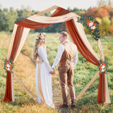 DearHouse 3 Panel Wedding Arch Draping Fabric,29.5" x18Ft Pearl Fabric Drapes for Wedding Sheer Backdrop (Champagne+Terracotta+Caramel) DearHouse