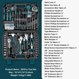 Sundpey Home Tool Kit 281-PCs - Portable Complete Basic Repair General Hand Tool Sets for Men Women - Full Tool Set with Socket Wrench Set & Screwdriver Set & Metric Hex Key & Pliers & Tool Box Case Sundpey