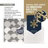 easykart labels 18 Christmas Greeting Card Assortment With Envelopes, Gold Foil With 3D Embossing Effect Design, 5.75 x 4.25 Inch easykart labels