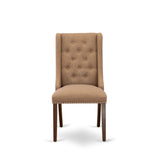 East West Furniture Milan 5 Piece Dinette Set Includes a Rectangle Dining Room Table with Butterfly Leaf and 4 Light Sable Linen Fabric Upholstered Chairs, 36x54 Inch, MLFO5-MAH-47 East West Furniture