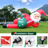 12 FT Giant Christmas Inflatables Santa Claus Outdoor Decorations, Huge Blow up Lying Santa Claus with Gift Bag Yard Decor, Built-in Brilliant LED Lights for Yard Lawn Garden Holiday Party FunFanso