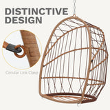 DWVO Egg Chair Without Stand, Basket Chair Hanging Outdoor Rattan Wicker Patio Hammock Indoor Egg Chair with Cushion, Hanging Swing Chair 350lbs for Porch, Garden, Bedroom, Balcony, Beige DWVO