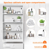 Yaheetech Over The Toilet Storage, Taller Bathroom Organizer Space-Saving Storage Cabinet with Adjustable Shelves and Double Doors, 77 in H, White Yaheetech