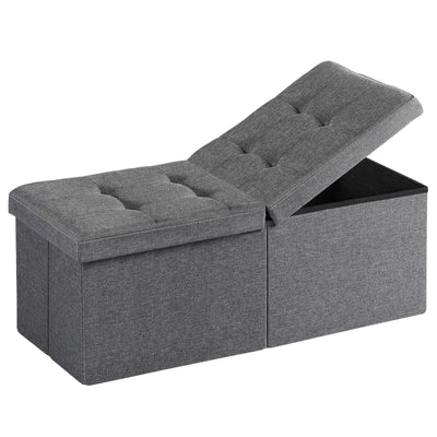 Snuvid 35-INCH Storage Ottoman Bench, Footrest with Storage, End of Bed Bench Coffee Table for Living Room, Bedroom, Entryway, Dark Gray