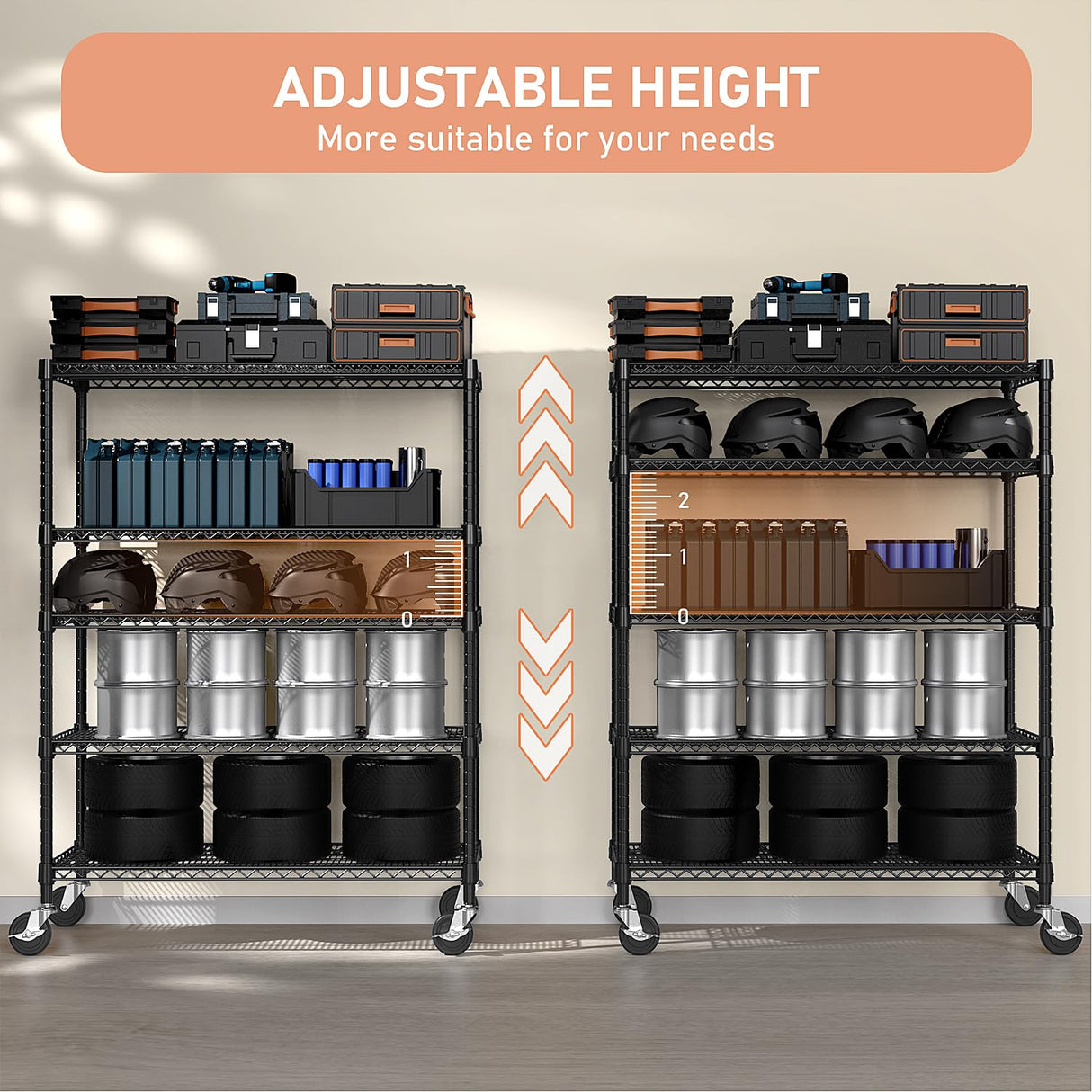 M MZG Garage Shelving 5 Tier Industrial Metal Shelving Units for Commercial, Basement, Pantry, Warehouse, School, Black Heavy Duty Easy Assembly 23.6" D x 53.2" W x 73.6" H M MZG