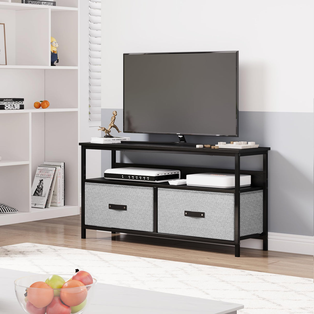 IDEALHOUSE Dresser TV Stand, Entertainment Center with Storage, 50 Inch TV Stand for Bedroom Small TV Stand Dresser with Drawers and Shelves, TV & Media Console Table Furniture for Living Room, Grey IDEALHOUSE
