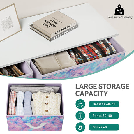 YITAHOME Wide Storage Tower with 5 Drawers - Fabric Dresser, Organizer Unit for Bedroom, Living Room, Closets - Sturdy Steel Frame, Easy Pull Fabric Bins & Wooden Top YITAHOME