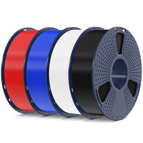 SUNLU 4kg PLA 3D Printer Filament Bundle Multicolor, Neatly Wound PLA Filament 1.75mm ±0.02mm, Individually Vacuum Packed, 4kg in Total, 1kg per Spool, 4 Pack, 4000g PLA, Black+White+Blue+Red SUNLU