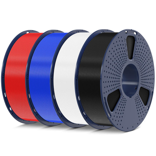 SUNLU 4kg PLA 3D Printer Filament Bundle Multicolor, Neatly Wound PLA Filament 1.75mm ±0.02mm, Individually Vacuum Packed, 4kg in Total, 1kg per Spool, 4 Pack, 4000g PLA, Black+White+Blue+Red - WoodArtSupply