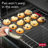 GoodCook MegaGrip 12-Cup Nonstick Steel Cupcake and Muffin Pan with Silicone Grip Handles, Gray GoodCook