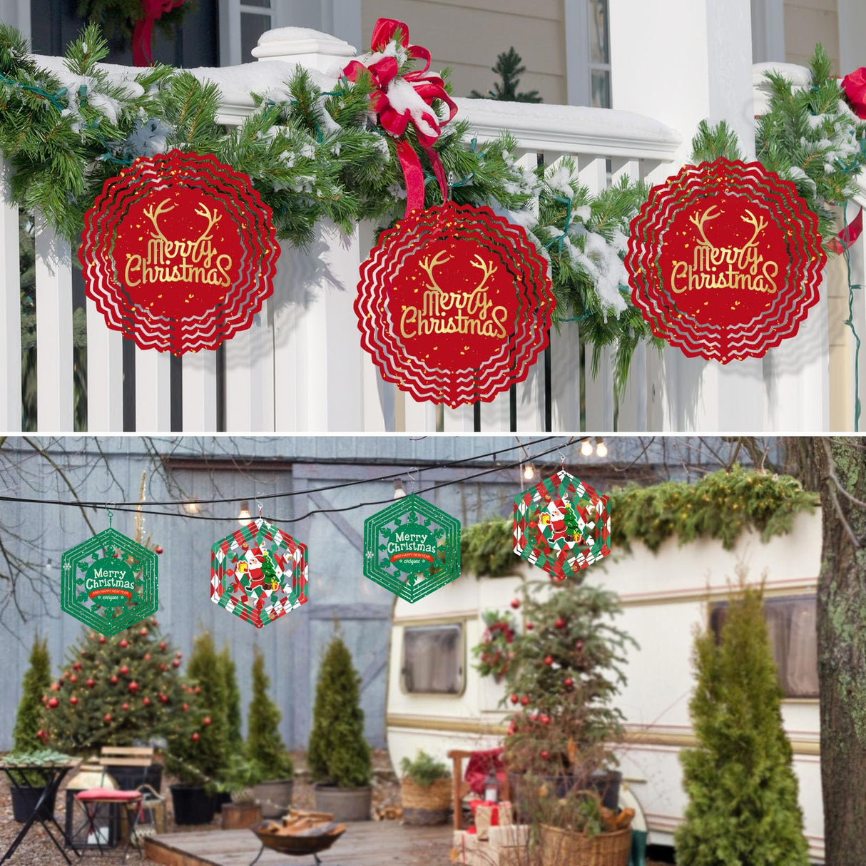 Sublimation Wind Spinner Blank 10 Inch 5 Pack Aluminum Wind Sculpture Double Sided Heat Transfer Printing (Hexagon Shape) WANZELONYO